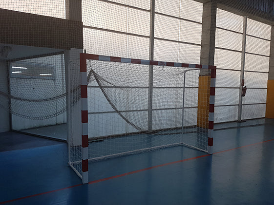 JUEGO DE 2 PORTERÍAS F.SALA/BALONMANO METÁLICAS TRASLADABLES 80X80MM CON BASE DE TUBO REDONDO