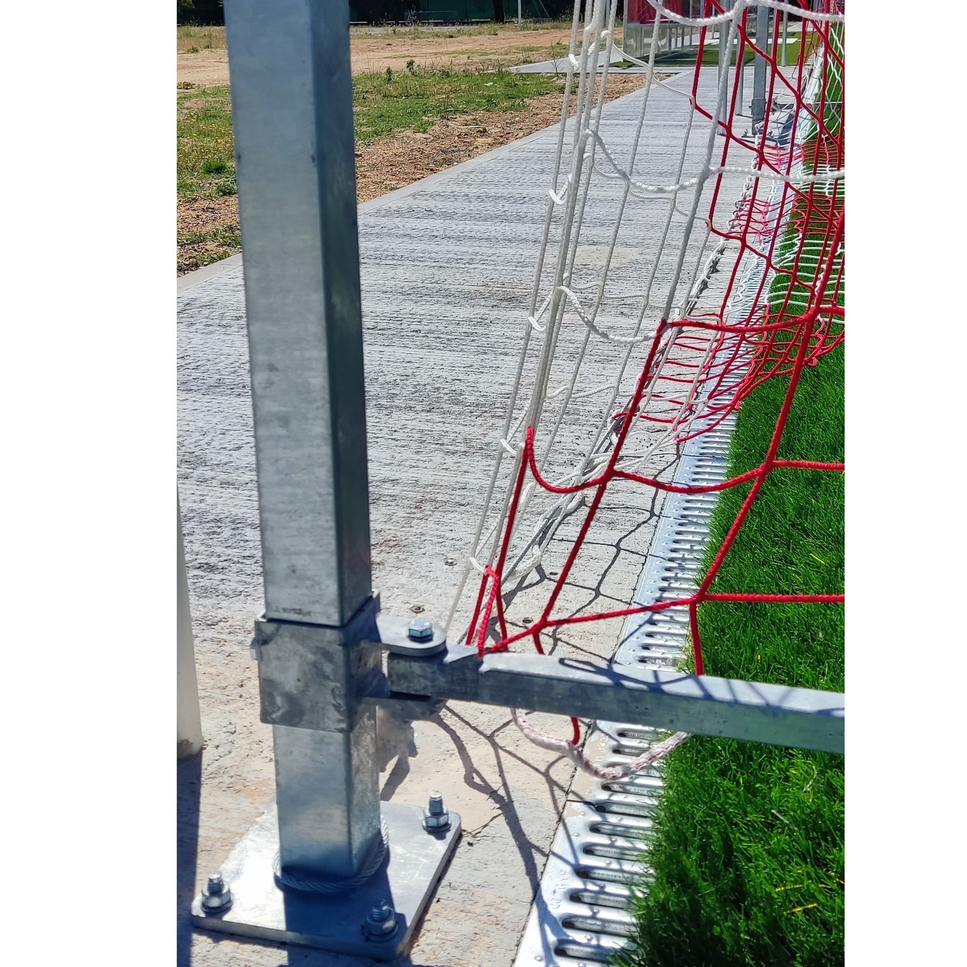 JUEGO PORTERÍAS ALUMINIO FÚTBOL 7  120X100 MM ABATIBLES CON ARQUILLOS GALVANIZADOS EN CALIENTE