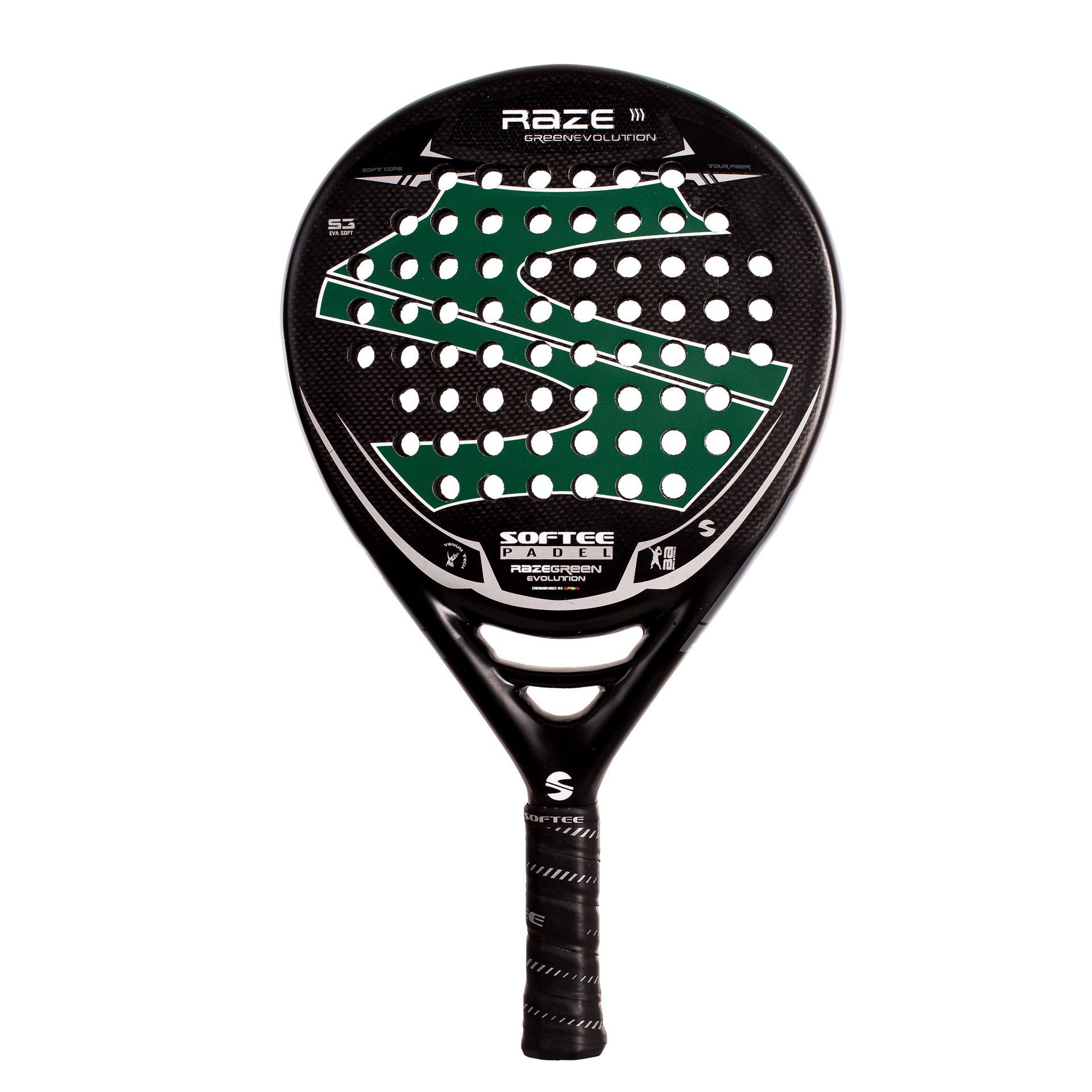 PALA PÁDEL SOFTEE RAZE EVOLUTION GREEN CARBONO DEFECTO ESTÉTICO