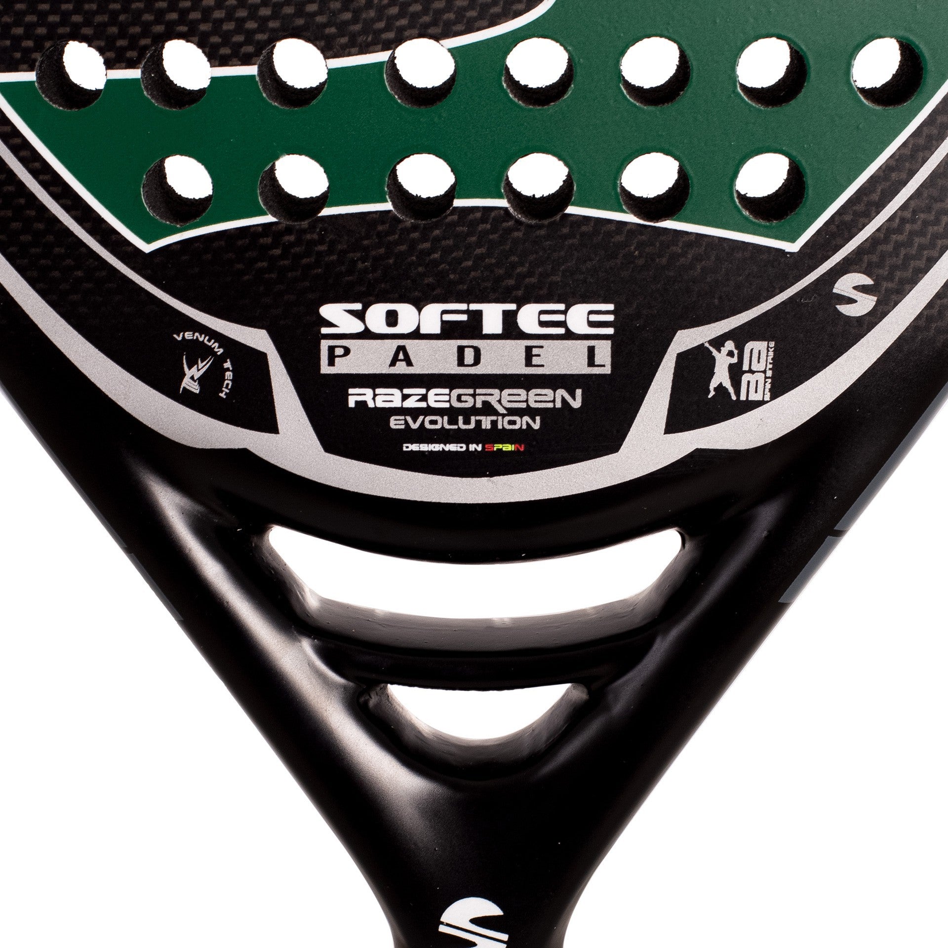 PALA PÁDEL SOFTEE RAZE EVOLUTION GREEN CARBONO DEFECTO ESTÉTICO