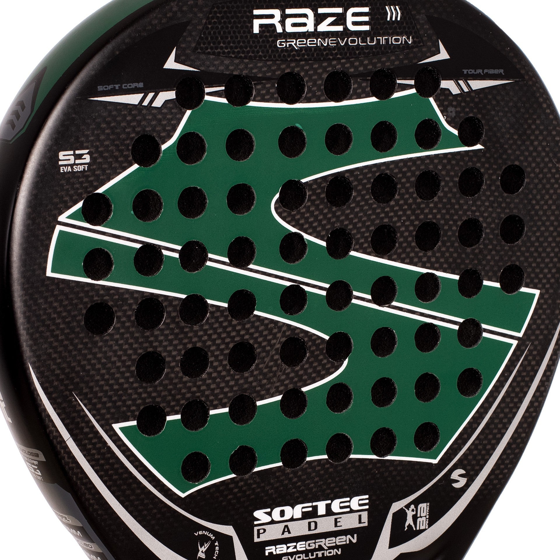 PALA PÁDEL SOFTEE RAZE EVOLUTION GREEN CARBONO DEFECTO ESTÉTICO