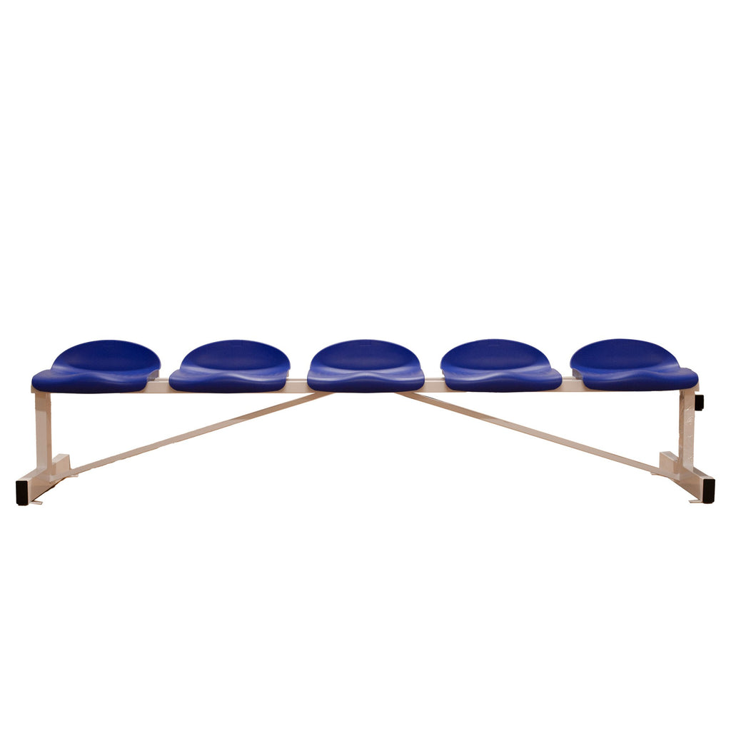 BANCO METÁLICO CON ASIENTOS AZUL PVC-5 PLAZAS-