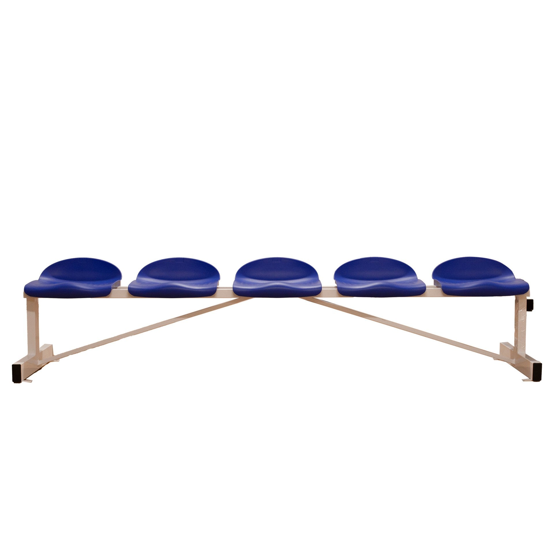 BANCO METÁLICO CON ASIENTOS AZUL PVC-5 PLAZAS-