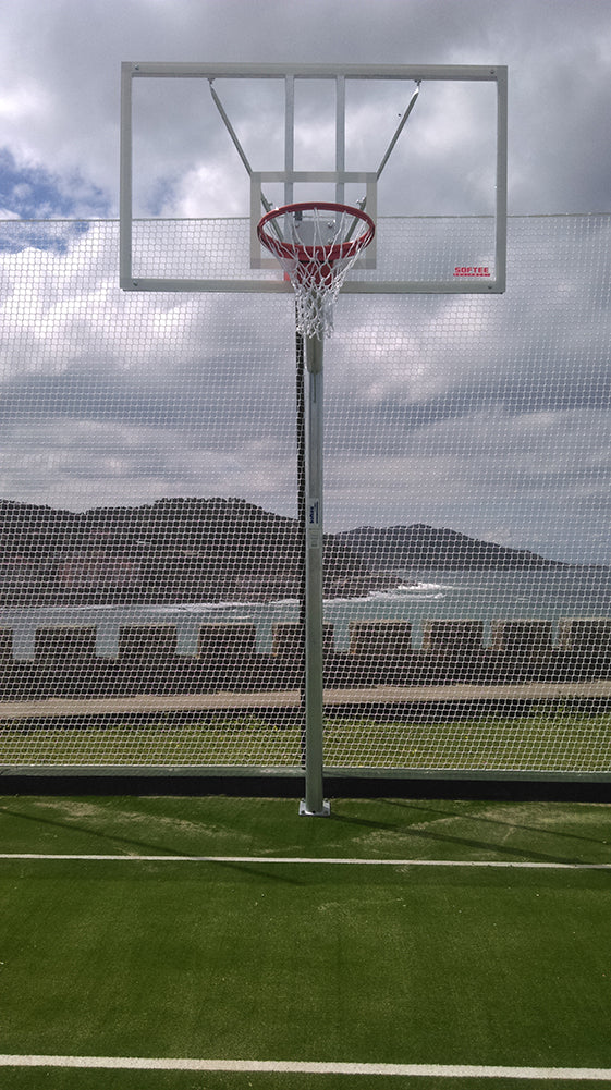 JGO CANASTAS GALVANIZADAS BALONCESTO MONOTUBO NEW TUBO 114 MM FIJAS CON BASE ANCLAJE-SIN TABLERO,ARO