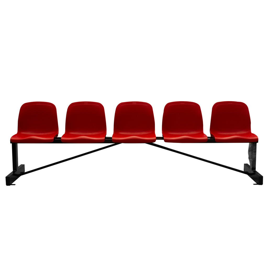 BANCO METÁLICO NEW CON ASIENTO ROJO PVC -5 PLAZAS-