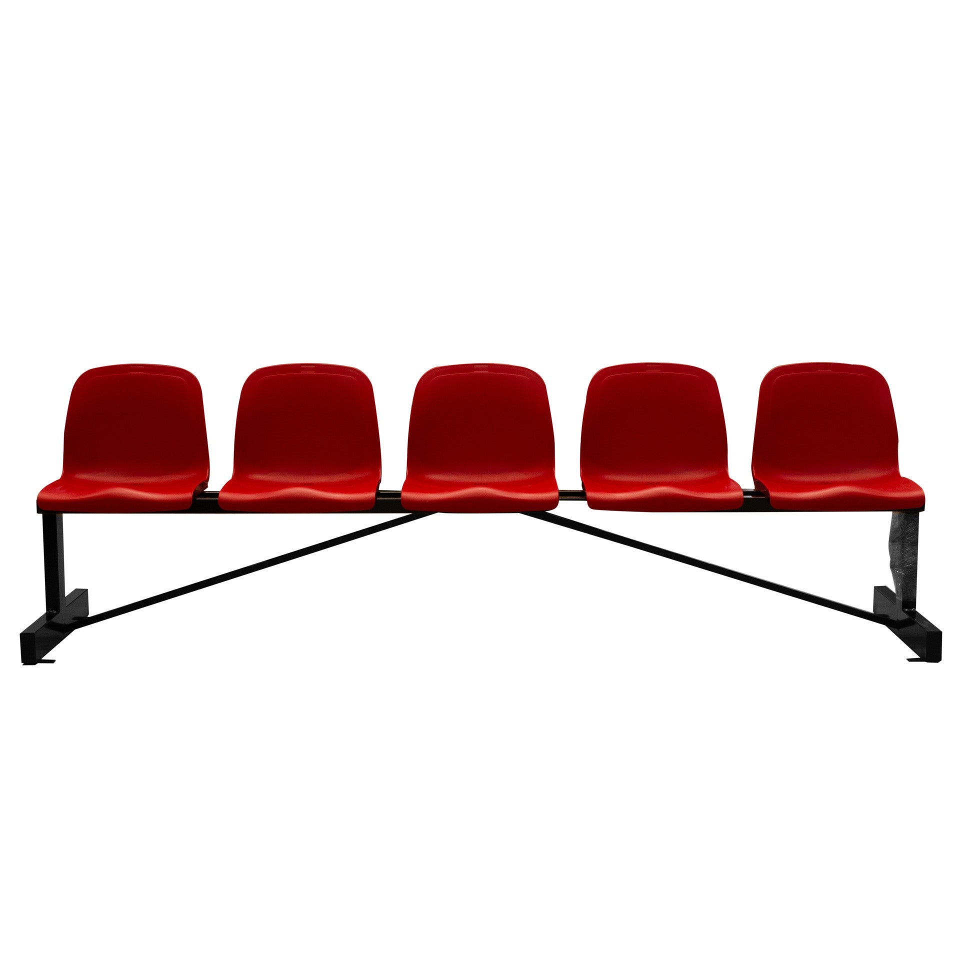 BANCO METÁLICO NEW CON ASIENTO ROJO PVC -5 PLAZAS-