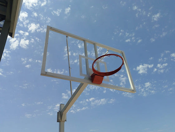 JUEGO DE 2 CANASTAS BALONCESTO DELUXE MONOTUBO FIJAS CON BASE PARA ANCLAJE -SIN TABLERO NI ARO-