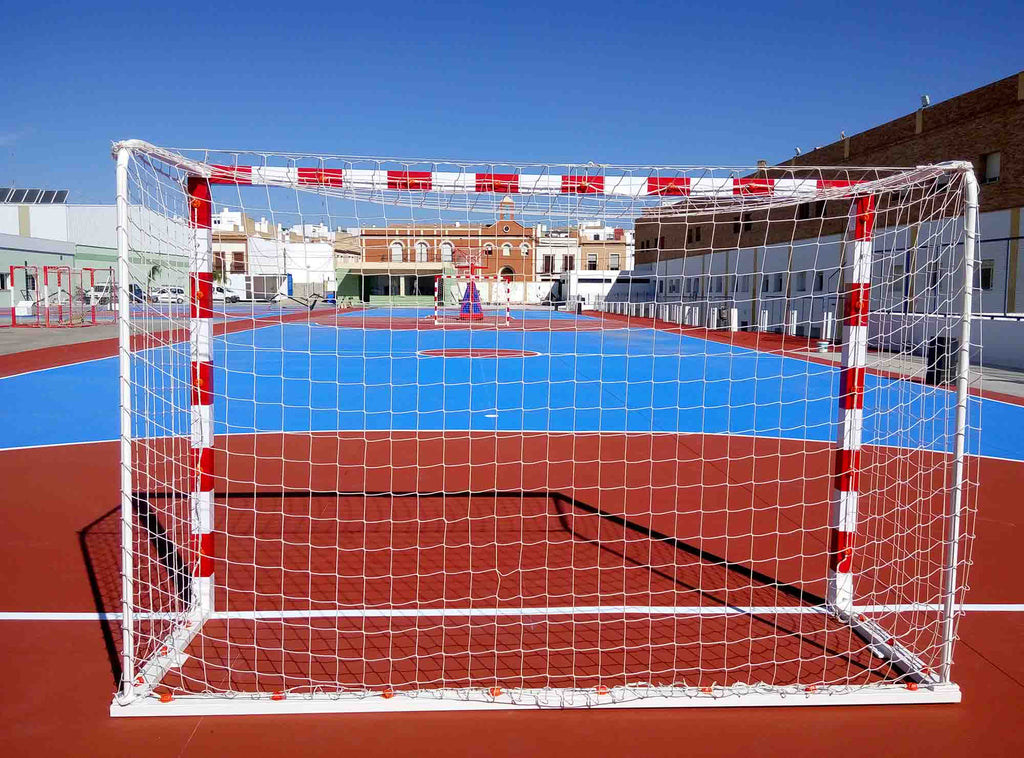 JGO PORTERÍAS F.SALA/BALONMANO METÁLICAS TRASLADABLES 80X80MM CON BASE 80X40MM