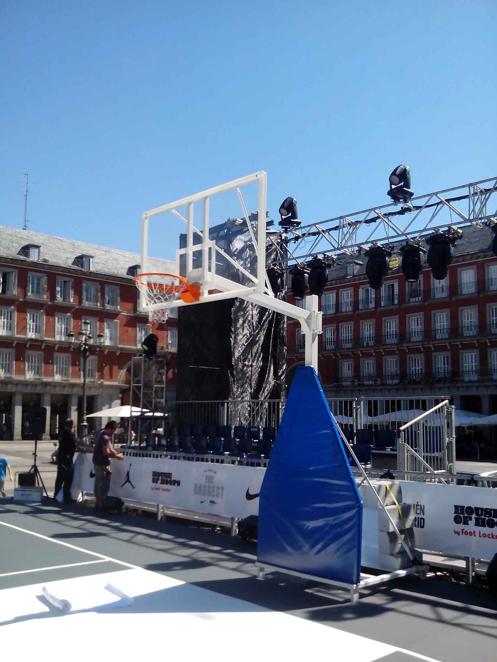 JUEGO DE 2 CANASTAS BALONCESTO DELUXE MONOTUBO TUBO 100 TRASLADABLE 2 RUEDAS CON CARRO  -SIN TABLERO, ARO